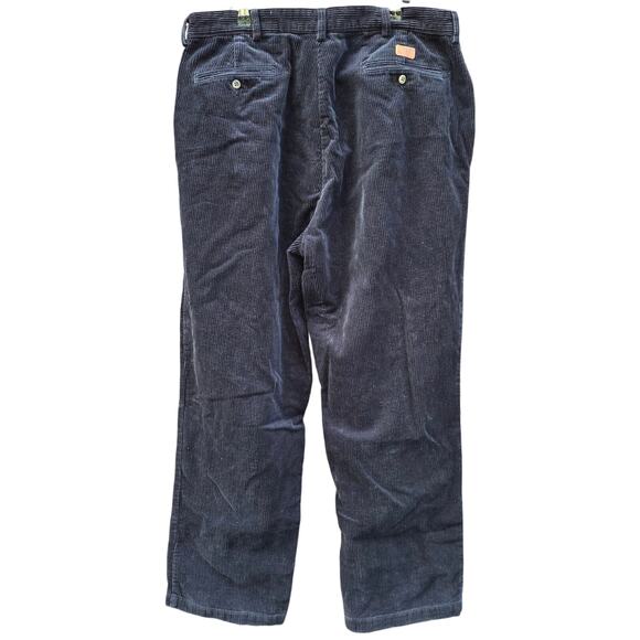 Polo Ralph Lauren Mens 36x31 Dark Navy Blue Corduroy Trouser Pleated Wide Relax - Picture 3 of 8